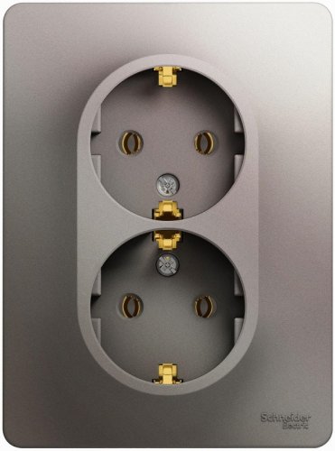 Розетка с заземлением Systeme Electric Glossa 1-м. 2 мод. платина фото Розетка с заземлением Systeme Electric Glossa 1-м. 2 мод. платина картинка